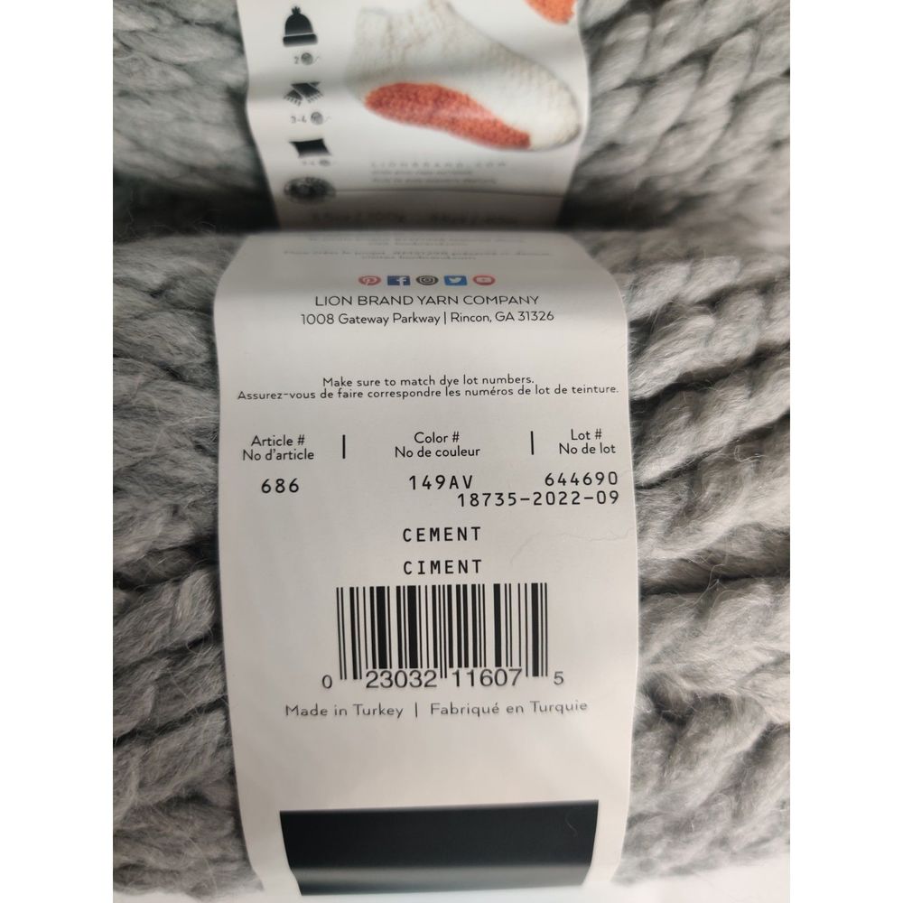 Touch Of Alpaca Thick & Quick Lion Brand Yarn Jumbo 7 Cement 3 pack Lot - Picture 10 of 11